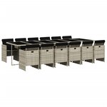 vidaXL Ensemble à manger de jardin et coussins 13 Pièces gris clair rotin