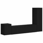 vidaXL Ensemble meuble TV Montage mural 4 Pièces Noir Bois d'ingénierie