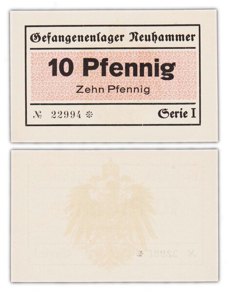 Billet de Collection 10 pfennig Neuhammer / Allemagne - Neuf - Camps de prisonniers de la 1ere guerre