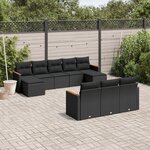 vidaXL Salon de jardin 10 Pièces avec coussins noir résine tressée