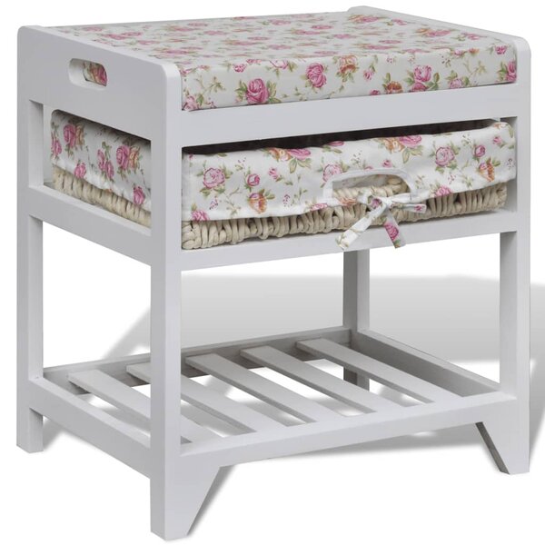 vidaXL Banc de rangement avec étagère à chaussures et panier Paulownia