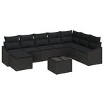vidaXL Ensemble de Canapé de Jardin de 9 Pièces avec Coussins Beige Poly Rattan