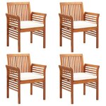 vidaXL Chaises de jardin avec coussins lot de 4 Bois d'acacia massif