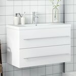 vidaXL Armoire lavabo de salle de bain avec bassin intégré blanc