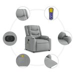 vidaXL Fauteuil inclinable de massage électrique Gris clair Tissu