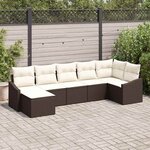 vidaXL Ensemble de salle à manger pour jardin 7 Pièces Marron  Crème