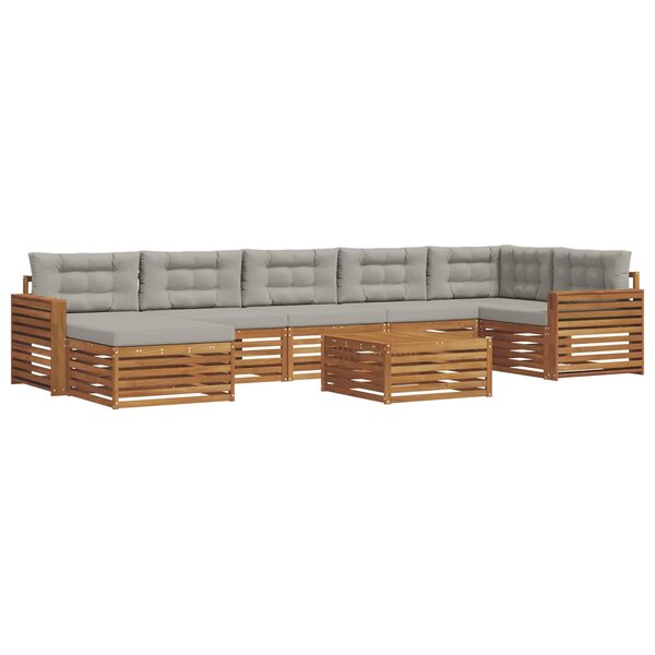 vidaXL Ensemble de canapés d'extérieur 8 Pièces Gris Naturel et Clair