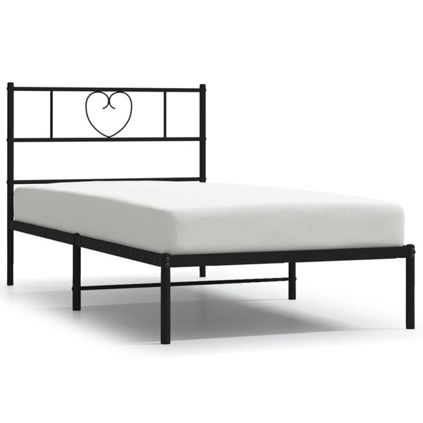 vidaXL Cadre de lit métal sans matelas avec tête de lit noir 107x203cm