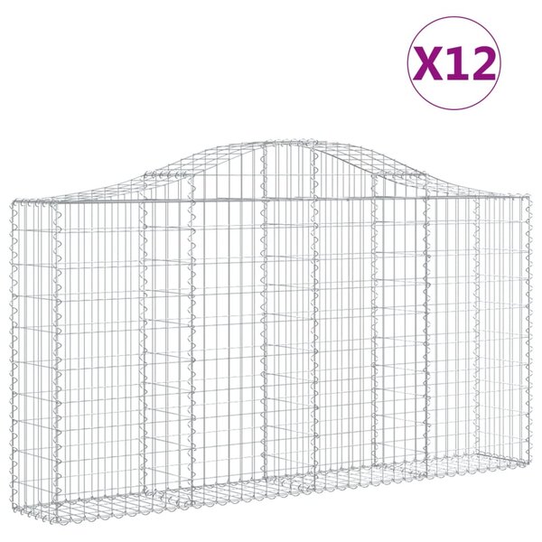 vidaXL Paniers à gabions arqués 12 Pièces 200x30x100/120 cm Fer galvanisé