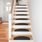 vidaXL Tapis d'escalier auto-adhésifs 15 Pièces Anthracite 65 x 21 x 4 cm