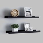 vidaXL Étagères à rebord pour cadre photo 2 Pièces Noir 40x9x3 cm MDF