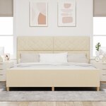 Cadre de lit VidaXL Crème 200x200 cm en tissu