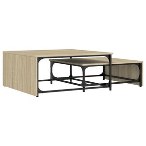 vidaXL Tables basses gigognes 2 Pièces chêne sonoma bois ingénierie métal