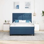 vidaXL Lit à ressorts avec matelas avec LED Bleu 140 x 190 cm tissu