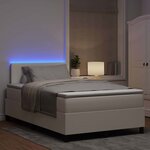 vidaXL Lit à ressort LED avec tête de lit Crème et Blanc 120 x 200 cm