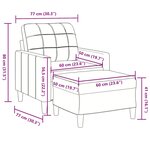 vidaXL Fauteuil avec repose-pied Crème 60 cm Velours