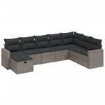 vidaXL Salon de jardin 8 Pièces avec coussins gris résine tressée
