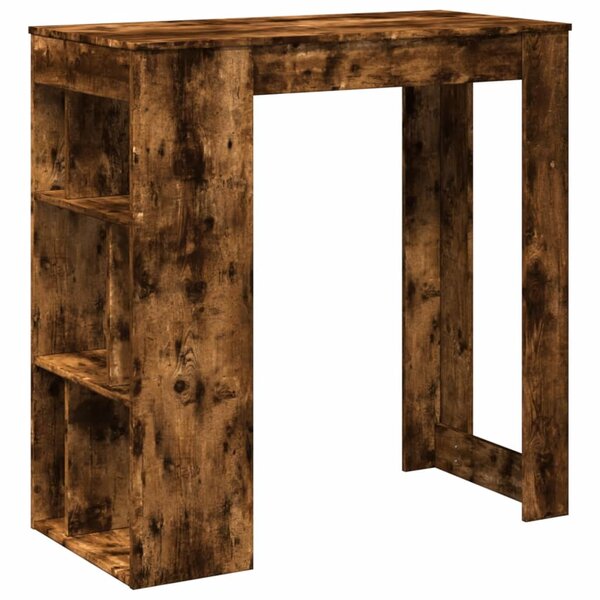 vidaXL Table de bar avec étagères chêne fumé bois d'ingénierie