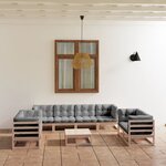 vidaXL Salon de jardin 9 Pièces avec coussins Bois de pin massif