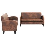 vidaXL Ensemble de canapés 2 Pièces Daim synthétique Marron