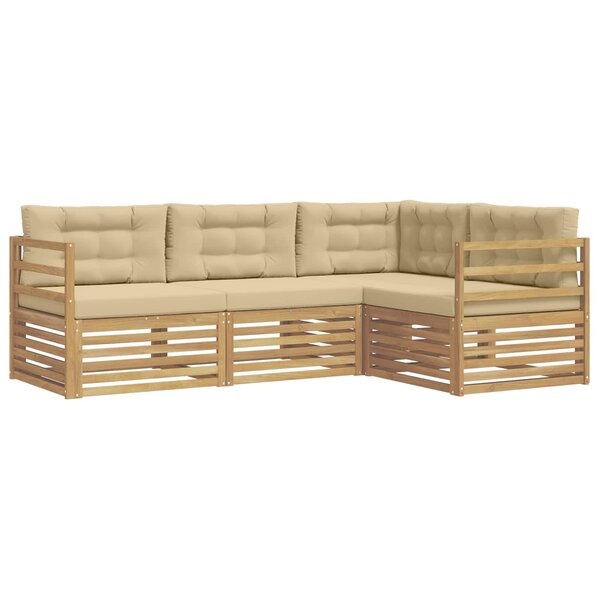 vidaXL Ensemble de canapés d'extérieur 4 pc Blanc et Beige Polyester