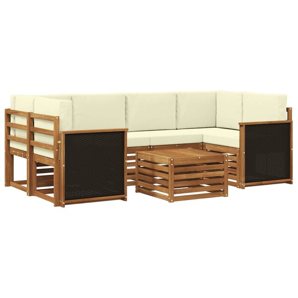 vidaXL Ensemble de canapés d'extérieur 7 pc Naturel et Crème