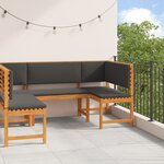 Set de jardin 3 pièces avec coussins en acacia massif