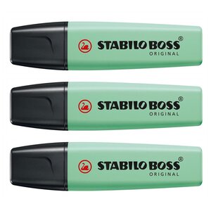 Surligneur BOSS ORIGINAL Pastel Pointe Biseautée 2 - 5 mm Vert pastel x 3 STABILO