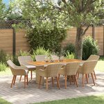 vidaXL Ensemble de salle à manger pour jardin 9 Pièces Beige polyrotin