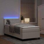 vidaXL Lit à ressort LED avec tête de lit Crème et Blanc 100 x 200 cm