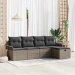 vidaXL Ensemble de 5 canapés de jardin avec coussins gris en poly rotin
