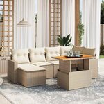 vidaXL Salon de jardin avec coussins 7 Pièces beige résine tressée
