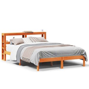 vidaXL Cadre de lit et tête de lit sans matelas cire marron 120x200 cm