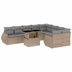 vidaXL Salon de jardin avec coussins 10 Pièces beige résine tressée