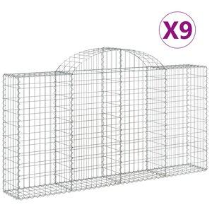 vidaXL Paniers à gabions arqués 9 Pièces 200x30x100/120 cm Fer galvanisé