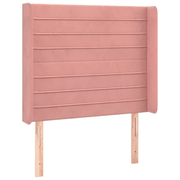 vidaXL Tête de lit avec oreilles Rose 93x16x118/128 cm Velours
