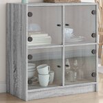 vidaXL Armoire latérale avec portes en verre sonoma gris 68x37x75 5 cm