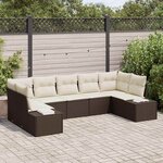 vidaXL Ensemble de canapé de jardin 7 Pièces Marron Poly rotin