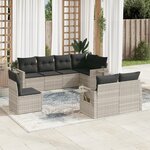 vidaXL Salon de jardin 8 Pièces avec coussins gris clair résine tressée