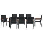 vidaXL Set de salle à manger de jardin 9 pièces en Textilène noir et acier