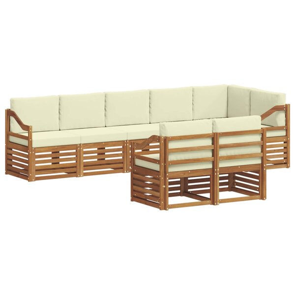 vidaXL Ensemble de canapés d'extérieur 8 pc Naturel et Crème Polyester