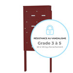 Bloc collectif Leabox  2x4  grade 3  simple face  Extérieur  fixation sur pieds à sceller  Rouge brun RAL 3011 finition brillante