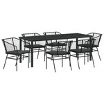 vidaXL Ensemble de jardin de 7 pièces avec coussins en poly rotin noir