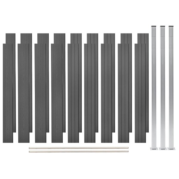 vidaXL Ensemble de clôture WPC 2 Carré 353x187 cm Gris