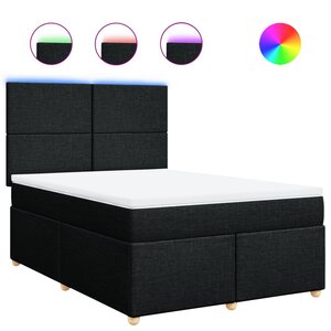 vidaXL Sommier à lattes de lit avec matelas Noir 140x200 cm Tissu