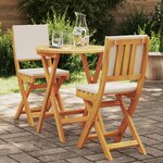 vidaXL Ensemble Bistro de 3 Pièces avec Coussins en Bois d'Acacia Massif