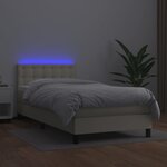vidaXL Sommier tapissier avec matelas et LED Crème 90x190cm Similicuir