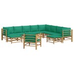 Salon de jardin meuble d'extérieur ensemble de mobilier 12 pièces avec coussins vert bambou 02_0015675