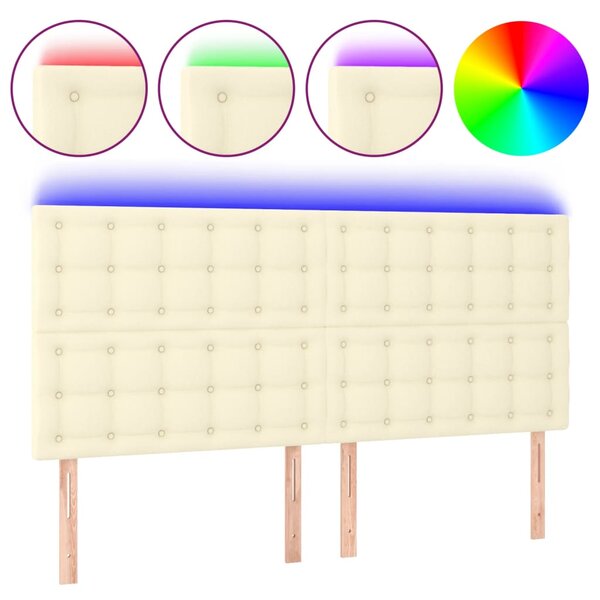 vidaXL Tête de lit à LED Crème 200x5x118/128 cm Similicuir