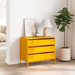 vidaXL Buffet jaune moutarde 68x39x58 5 cm acier laminé à froid